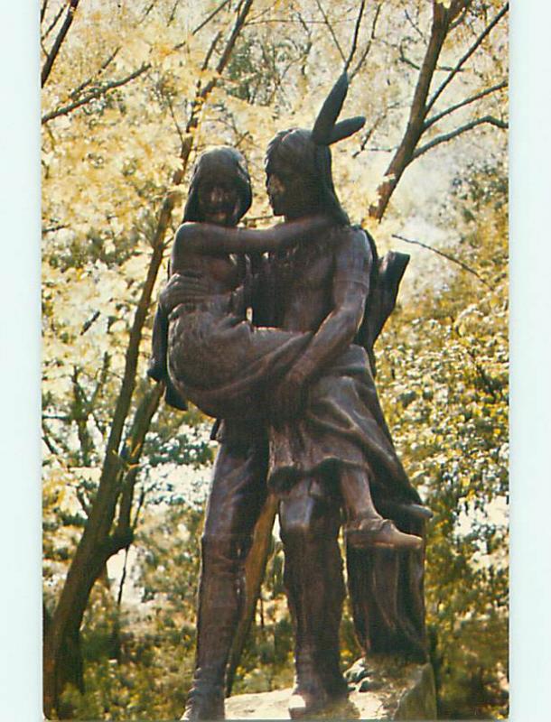 Unused Pre-1980 NATIVE INDIAN STATUE & PARK SCENE Minneapolis MN r8669-22