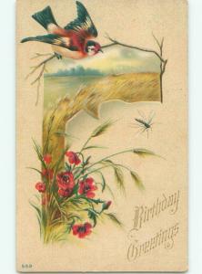 Pre-Linen BEAUTIFUL BIRD WITH WHEATFIELD AC4596