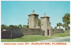 The City Gate Of St Augustine, Florida, Vintage Chrome Postcard