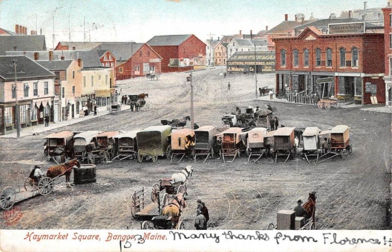 Haymarket Square, Bangor, Maine Penobscot County 1906 Rare Vintage Postcard 