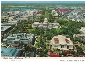 Aerial View Showing U S Capitol Supreme Court Building Library Of Conress And...