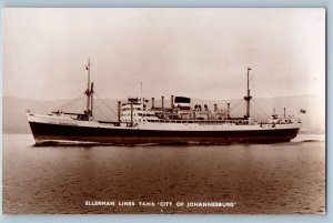South Africa Postcard Ellerman Lines City of Johannesburg c1910 RPPC Photo