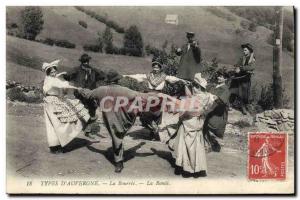 Old Postcard Folklore Auvergne The bourree Round