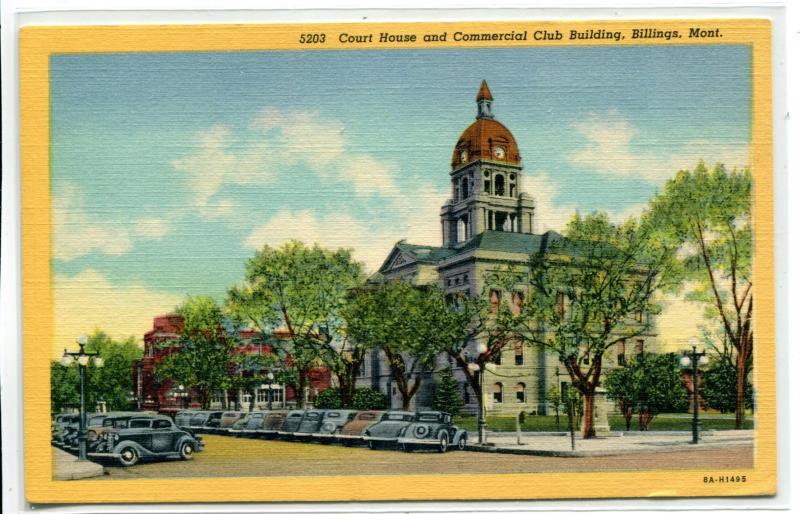 Court House Commercial Club Building Billings Montana linen postcard