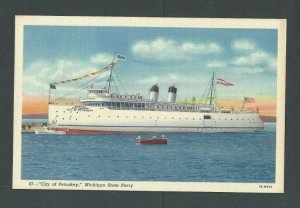 Ca 1936 Post Card City Of Petoskey Ferry MI