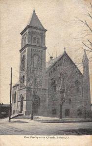 Kenton Ohio First Presbyterian Church Street View Antique Postcard K93028