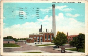 Power Plant Miles City Montana Postcard WB Feb 1938 All Highways Blocked -3