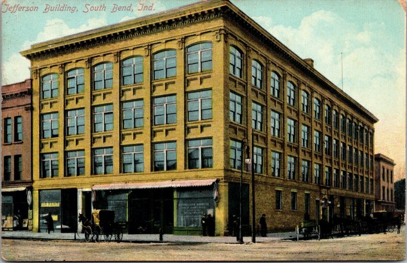 Postcard Jefferson Building in South Bend, Indiana~132760