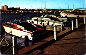 USA Corpus Christi Texas Pleasure Boats Docked At T-Piers Chrome Postcard 09.81