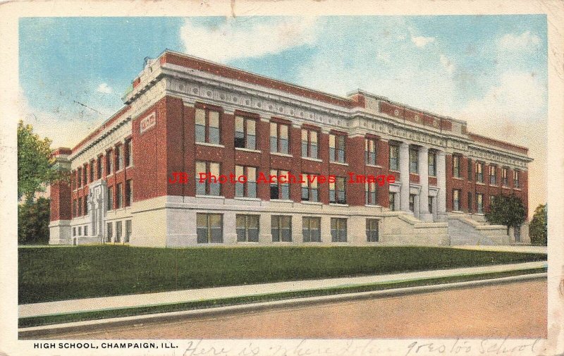 IL, Champaign, Illinois, High School Building, 1916 PM, Curteich No A-51672