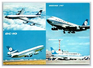 Sabena Airlines Multiview Boeing 707 747 737 DC-10 UNP Continental Postcard O21