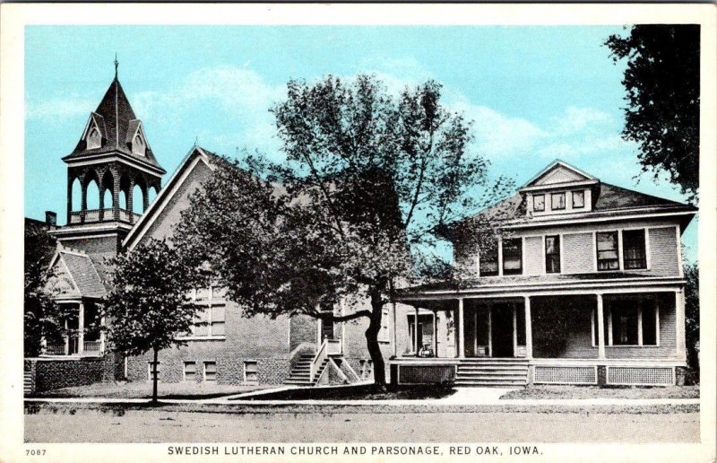 2~ca1920's Postcards Red Oak, IA Iowa  SWEDISH LUTHERAN CHURCH & HIGH SCHOOL