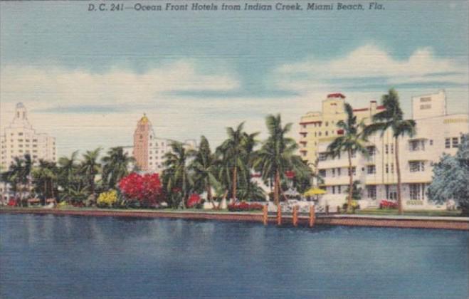 Florida Miami Beach Ocean Front Hotels From Indian Creek 1947 Curteich