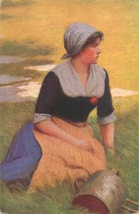 B585 On the Meadow by Adolf Hering vintage fine art postcard