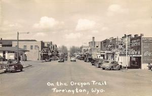 Torrington WY Storefronts Sinclair Gasoline Dodge Plymouth Dealership RPPC