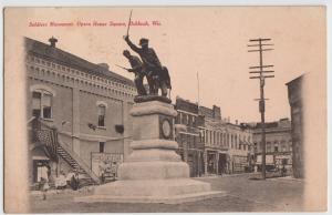 1907 OSHKOSH Wisconsin WI Postcard OPERA HOUSE Square Soldiers Monument