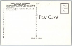 Georgetown Delaware 1950s Postcard Sussex County Courthouse