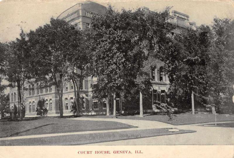 Geneva Illinois birds eye view Kane Co Court House antique pc Z23498