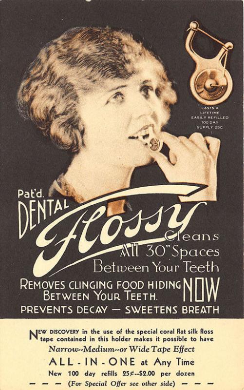 Chicago IL Dental Floss All in One Flossy MFG. Co. Linen Curt Teich Postcard