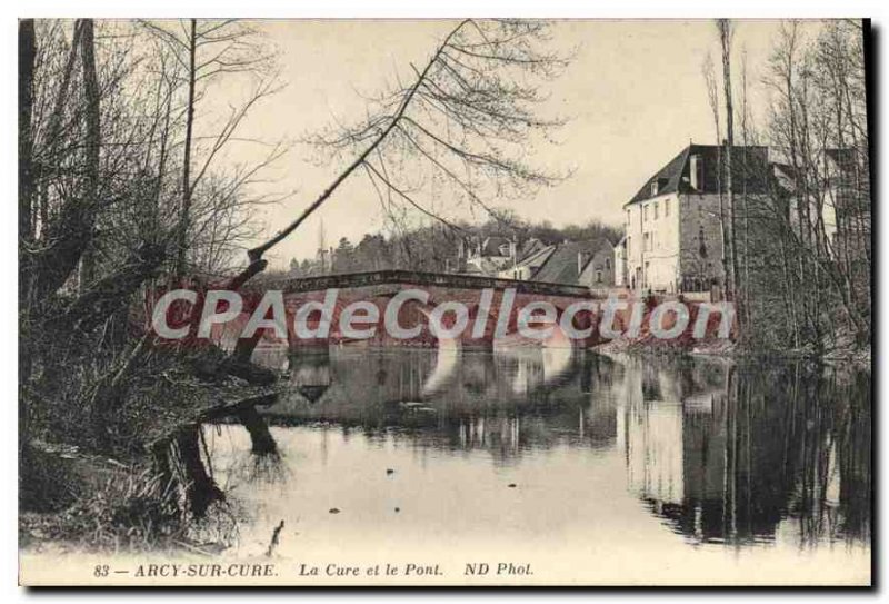 Old Postcard Arcy sur Cure The Cure and Bridge