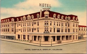 Linen Postcard Hotel Canfield in Greeley, Colorado