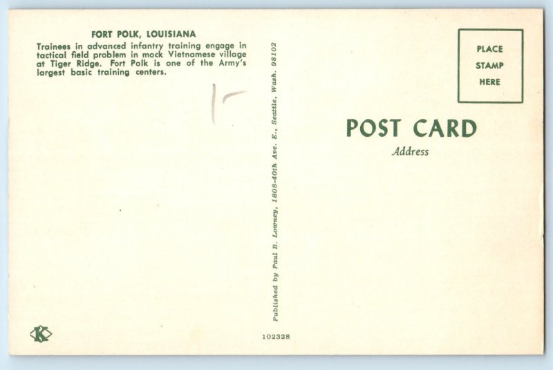 c1960 Fort Polk Louisiana Postcard Trainees Infantry Training Tactical Field