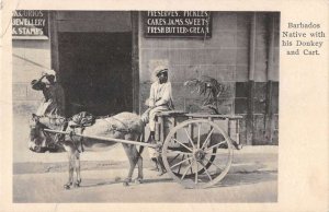 Barbados Native with his Donkey and Cart Vintage Postcard AA51128
