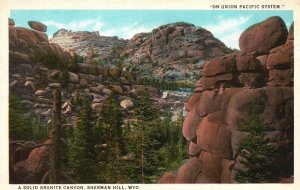 Vintage Postcard Union Pacific System Solid Granite Canyon Sherman Hill Wyoming