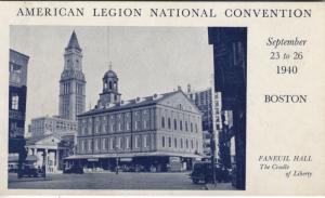 1940 American Legion National Convention ~ Boston MA Faneuil Hall Promo Postcard