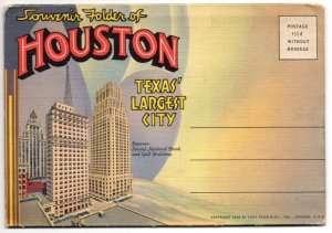 Houston Texas Buildings Train Station Street Scene Postcard Folder AA24132