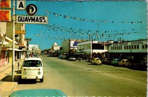 Guaymas, Sonora Mexico  DOWNTOWN STREET SCENE  VW Van & Bugs~Stores 4X6 Postcard