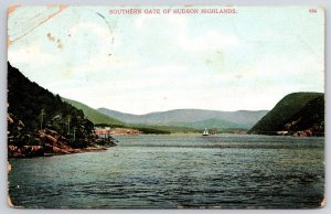 1912 Southland Gate Of Hudson Highlands Sailboat Mountain Towers Posted Postcard