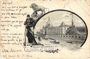 CPA EXPO 1900 PARIS PALAIS DES ARMESS DE TERRE ET DE MER LITHO (1244069)