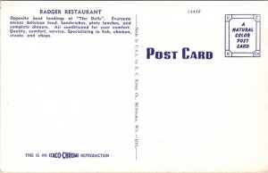 Postcard Badger Restaurant on US 16 in Wisconsin Dells, Wisconsin