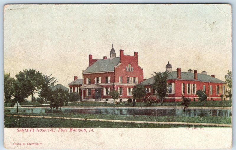 c1910s Fort Madison IA Santa Fe Hospital Building Litho Photo by Courtright A276