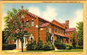 Shreveport, LA Louisiana  KINGS HIGHWAY CHRISTIAN CHURCH ca1940's Linen Postcard