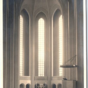 c1950s Copenhagen, Denmark RPPC Grundtvig's Church Chapel Expressionist A161