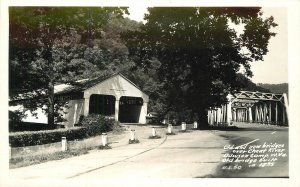 Postcard RPPC Photo West Virginia Dawson Camp Old covered Bridge 23-144