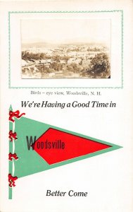 H74/ Woodsville New Hampshire RPPC Pennant Postcard c1910 Birdseye 125