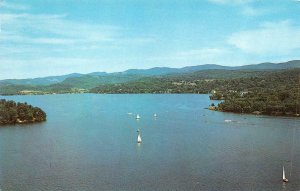 Vermont VT    SAILBOATS On LAKE BOMOSEEN  Bird's Eye View  RUTLAND CO  Postcard