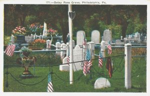USA Betsy Ross Grave Philadelphia Pennsylvania Vintage Postcard 04.18