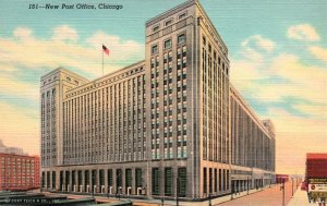 VINTAGE POSTCARD THE NEW CHICAGO POST OFFICE DEDICATED IN 1933 ON MINT LINEN