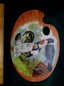 Victorian Giant Die-Cut Painter Palette Crow Minister Rooster & Hen Wedding #K