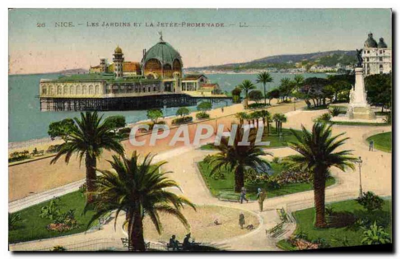 Postcard Old Nice Gardens and Jetee Promenade