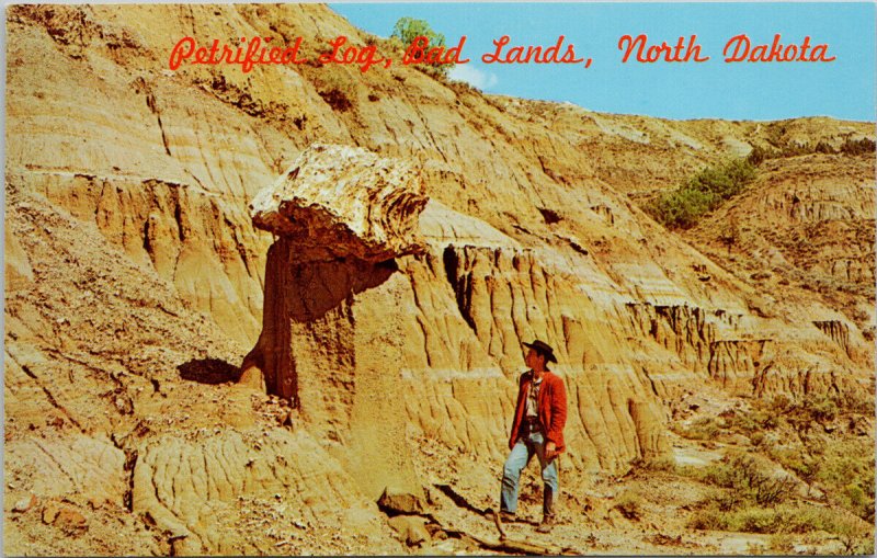 Petrified Log Bad Lands North Dakota ND Badlands Ingman's Forest Postcard H1 