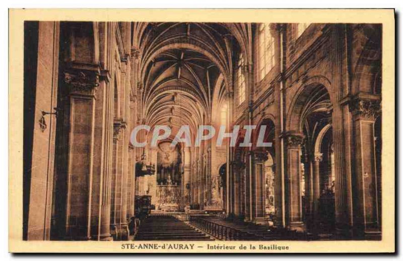 Old Postcard Sainte Anne d'Auray the Basilica of Interior
