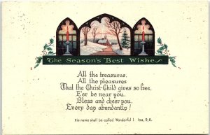 c1920 SEASONS GREETINGS BIBLE VERSE CANDLES KENESAW NEBRASKA POSTCARD 39-296