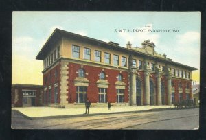 EVANSVILLE INDIANA E&TH RAILROAD DEPOT TRAIN STATION VINTAGE POSTCARD