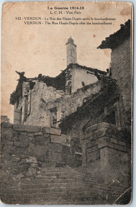 c1910s Verdun, France Rue Hauts-Degres PC WWI Bombardment Destruction Ruins A22