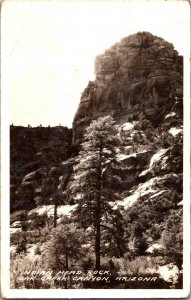 RPPC Indian Head Rock, Oak Creek Canyon AZ Vintage Postcard M70